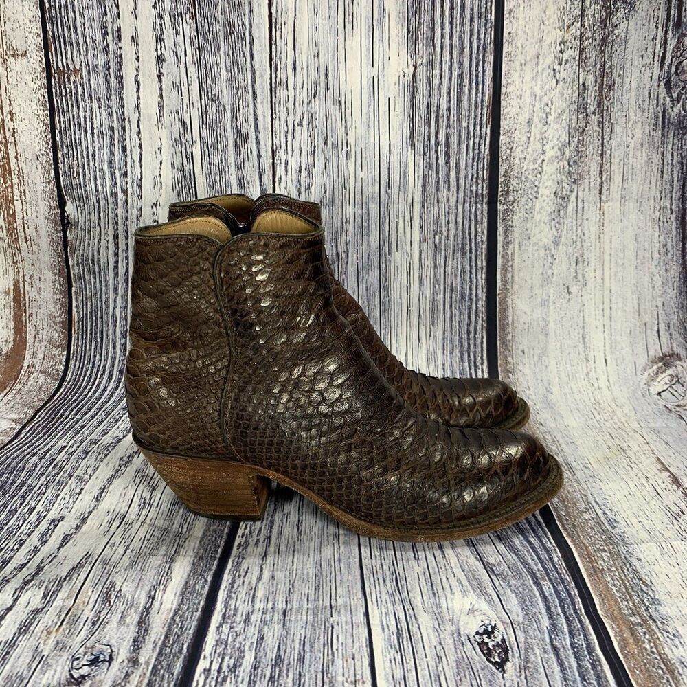Lucchese X Kemo Sabe Classics Handmade Brown Python Snakeskin Boots Women 8